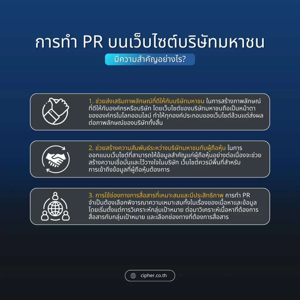 ความสำคัญของการทำ PR บนเว็บไซต์บริษัทมหาชน
